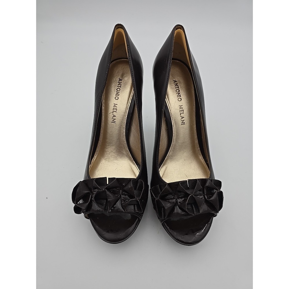 Antonio Melani Open Toe, Bow On Toe Slip On Women's‎ 7M Dark Brown